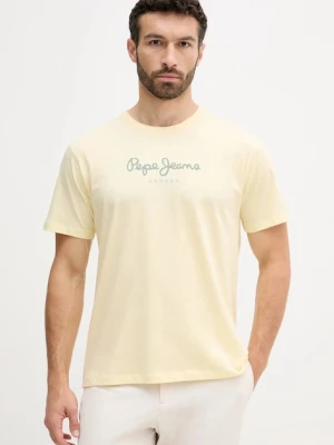 Pepe Jeans t-shirt bawełniany męski kolor żółty z nadrukiem PM509979