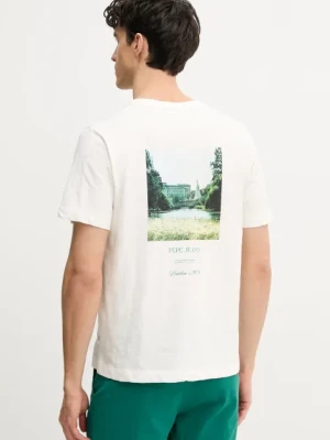 Pepe Jeans t-shirt bawełniany PETTE męski kolor biały z nadrukiem PM509799