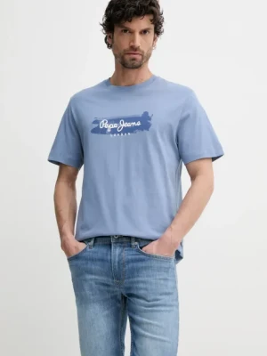 Zdjęcie produktu Pepe Jeans t-shirt bawełniany PICTHON męski kolor niebieski z nadrukiem PM509782