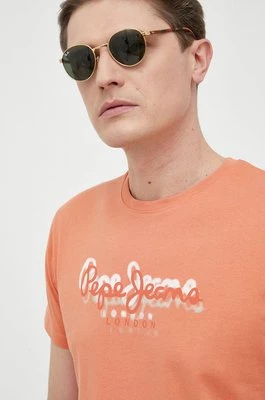 Pepe Jeans t-shirt bawełniany Richme kolor pomarańczowy z nadrukiem