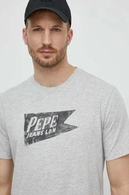 Pepe Jeans t-shirt bawełniany SINGLE CARDIFF męski kolor szary z nadrukiem PM509401