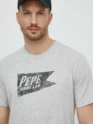 Pepe Jeans t-shirt bawełniany SINGLE CARDIFF męski kolor szary z nadrukiem PM509401