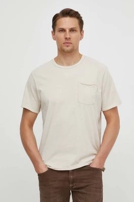 Pepe Jeans t-shirt bawełniany Single Carrinson męski kolor beżowy gładki PM509392