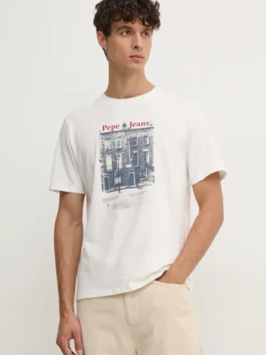 Pepe Jeans t-shirt bawełniany SOREN TEE męski kolor biały z nadrukiem PM509635