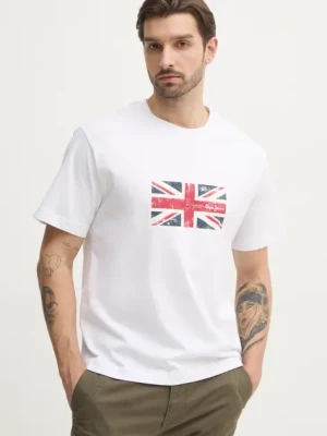 Pepe Jeans t-shirt bawełniany UNION TEE męski kolor biały z nadrukiem PM509790