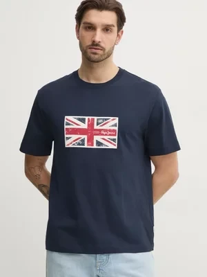 Pepe Jeans t-shirt bawełniany UNION TEE męski kolor granatowy z nadrukiem PM509790