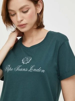 Pepe Jeans t-shirt bawełniany VIVIAN damski kolor zielony