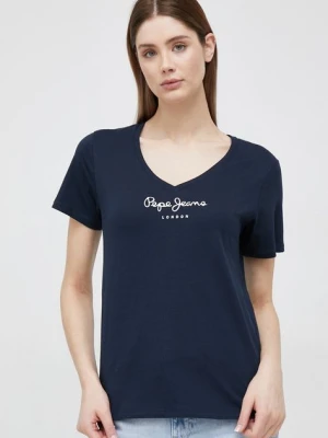 Zdjęcie produktu Pepe Jeans t-shirt bawełniany Wendy V Neck kolor granatowy