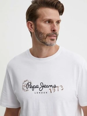 Pepe Jeans t-shirt CAMILLE męski kolor biały z nadrukiem PM509373