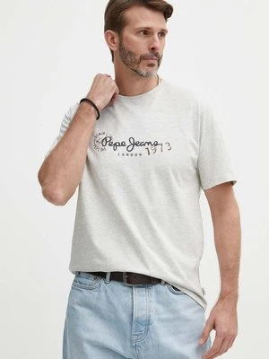 Pepe Jeans t-shirt CAMILLE męski kolor szary z nadrukiem PM509373