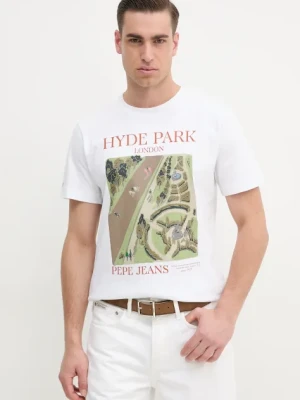 Pepe Jeans t-shirt DUSTER FRONT TEE męski kolor biały z nadrukiem PM509778