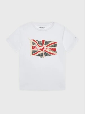 Pepe Jeans T-Shirt Flag Logo PB503492 Biały Regular Fit