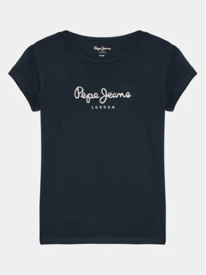 Pepe Jeans T-Shirt Hana Glitter PG503064 Granatowy Slim Fit