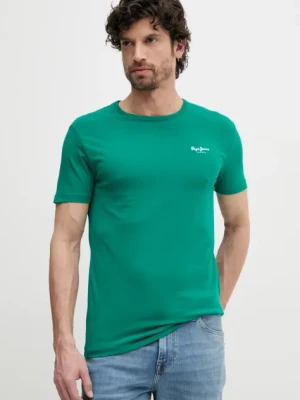 Pepe Jeans t-shirt ORIGINAL BASIC 3N męski kolor zielony z nadrukiem PM508212