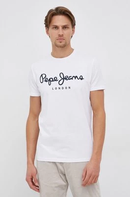 Pepe Jeans T-shirt Original Stretch kolor biały z nadrukiem