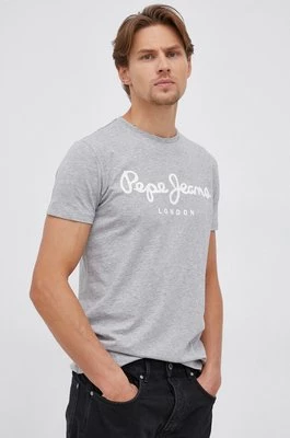 Pepe Jeans T-shirt Original Stretch kolor szary z nadrukiem