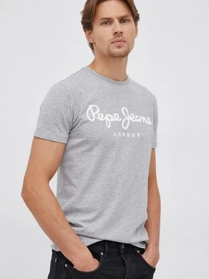 Pepe Jeans T-shirt Original Stretch kolor szary z nadrukiem