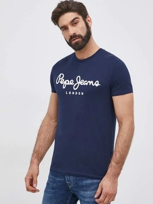 Pepe Jeans T-shirt Original Stretch męski kolor granatowy z nadrukiem