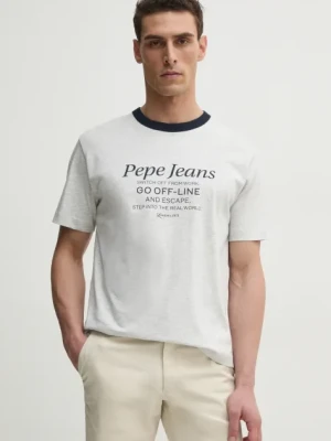 Pepe Jeans t-shirt PETERSON męski kolor szary z nadrukiem PM509801