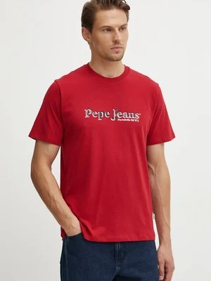 Pepe Jeans t-shirt SOMERS TEE męski kolor czerwony z nadrukiem PM509649