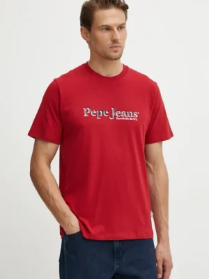 Pepe Jeans t-shirt SOMERS TEE męski kolor czerwony z nadrukiem PM509649