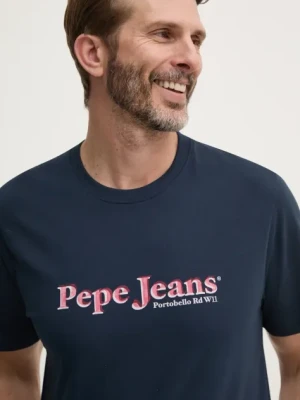 Pepe Jeans t-shirt SOMERS TEE męski kolor granatowy z nadrukiem PM509649