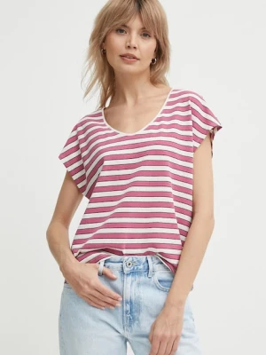 Pepe Jeans t-shirt z domieszką lnu KHLOE różowy