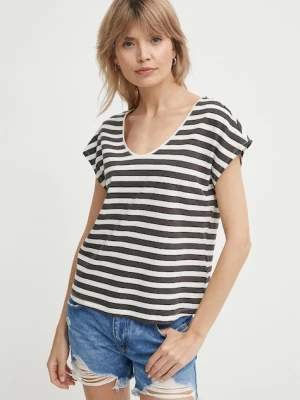 Pepe Jeans t-shirt z domieszką lnu KHLOE szary