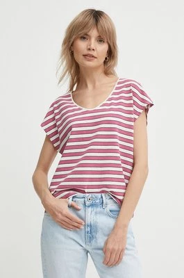 Pepe Jeans t-shirt z domieszką lnu KHLOE kolor różowy PL505835