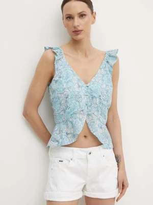 Pepe Jeans top bawełniany EMILIA kolor niebieski wzorzysta PL304799