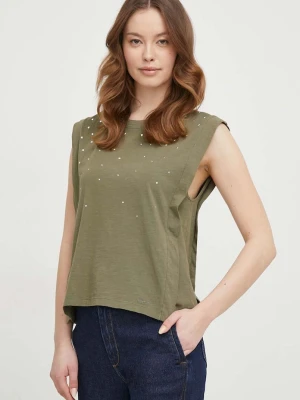 Pepe Jeans top bawełniany HEA zielony