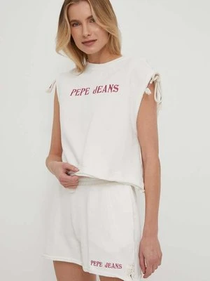 Pepe Jeans top bawełniany Kendall kolor beżowy PL581424