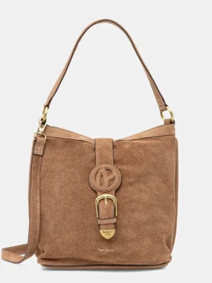 Pepe Jeans torebka zamszowa CASSIDY SUEDE kolor brązowy PL031654