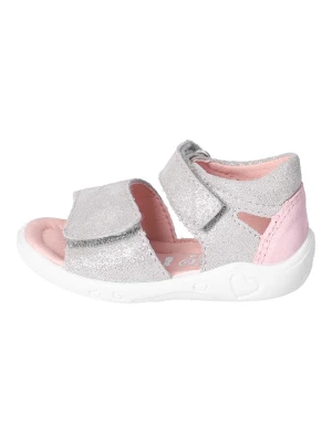 PEPINO Skórzane sandały w kolorze szaro-jasnoróżowym rozmiar: 24