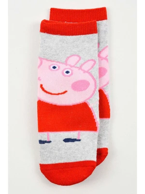 Peppa Pig Skarpety antypoślizgowe "Świnka Peppa" w kolorze szaro-czerwonym rozmiar: 23-26
