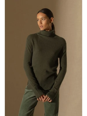 Perfect Cashmere Kaszmirowy golf "Tracy" w kolorze khaki rozmiar: L