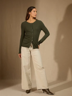 Perfect Cashmere Kaszmirowy kardigan "Amy" w kolorze khaki rozmiar: L