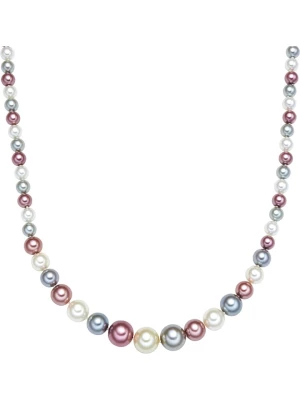 Perldesse Naszyjnik perłowy w kolorze srebrno-biało-jasnoróżowym - dł. 52 cm rozmiar: onesize