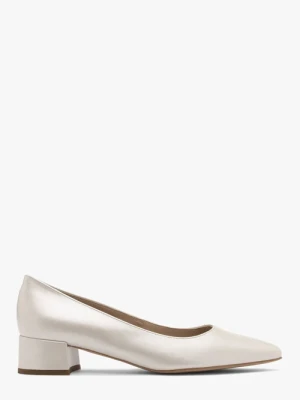 Perłowe czółenka na niskim obcasie Ryłko