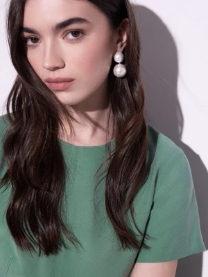 Perłowe kolczyki z pozłacanymi elementami TARANKO