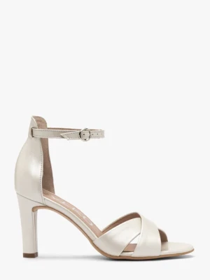 Perłowe sandały na grubej szpilce Ryłko