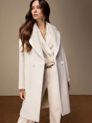 Perłowy płaszcz z alpaki i wełny owczej TARANKO