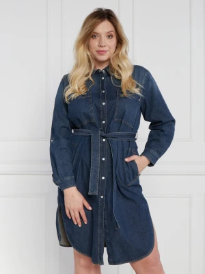 Persona by Marina Rinaldi Sukienka z paskiem plus size | denim granatowy