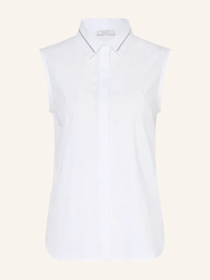 Peserico Bluzka Bez Rękawów Z Mieszanki Materiałów Z Ozdobnymi Kamykami weiss