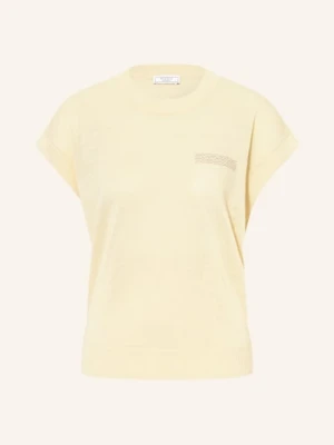 Peserico Dzianinowa Bluzka Z Lnem I Ozdobnymi Perełkami gelb