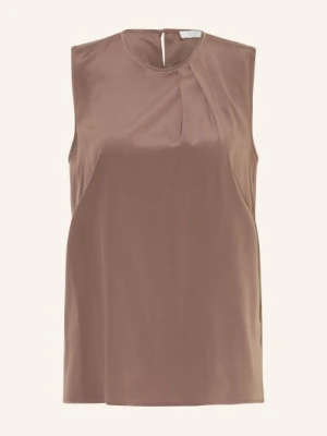 Peserico Jedwabna Bluzka Z Kamieniami Ozdobnymi braun