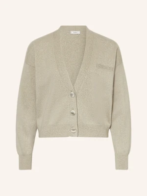 Peserico Kardigan Z Dodatkiem Jedwabiu Z Ozdobnymi Kamykami gruen