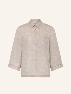 Peserico Koszula Z Lnu Z Rękawami 3/4 I Ozdobnymi Perełkami beige