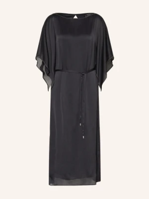 Peserico Satynowa Sukienka Z Rękawami 3/4 I Ozdobnymi Kamieniami schwarz