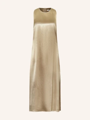 Peserico Sukienka Satynowa Z Ozdobnymi Kamykami gruen